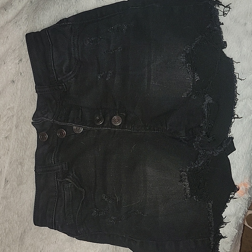 Black denim shorts